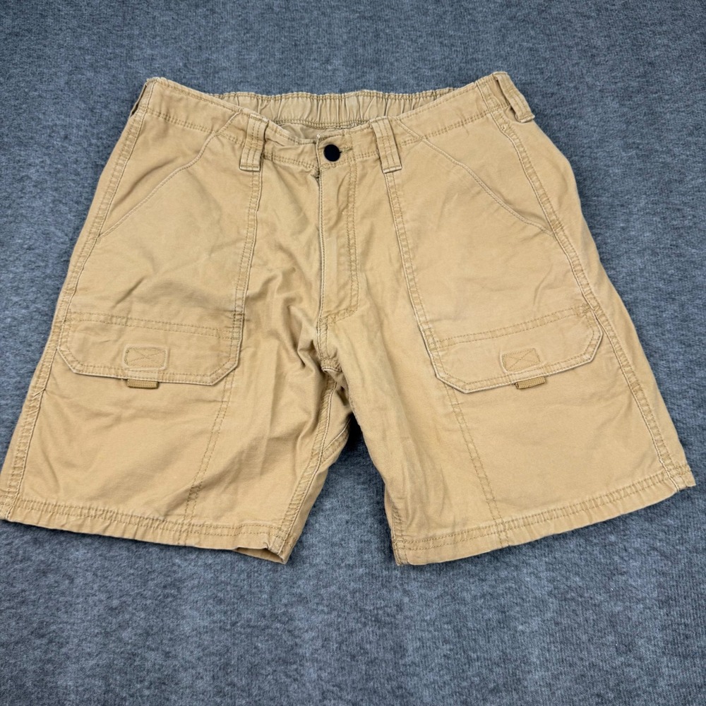 Eddie Bauer Cargo Shorts Mens 34 Tan Khaki‎ Cotton Canvas Outdoor Utility Casual